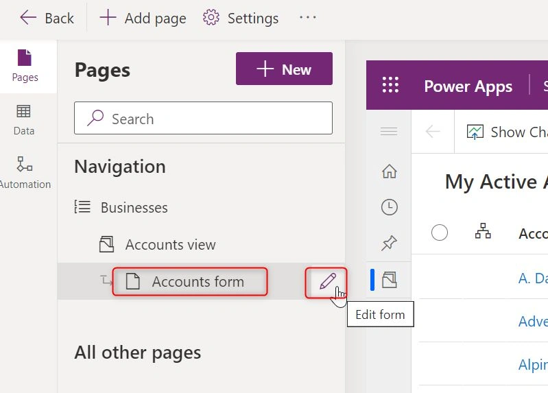 Account view