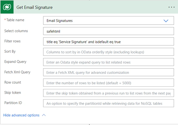 Default email