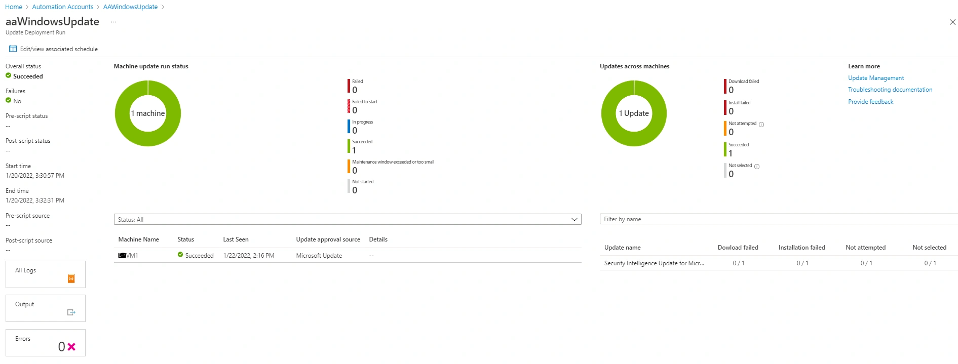 Automate Windows Update using Azure Automation Accounts