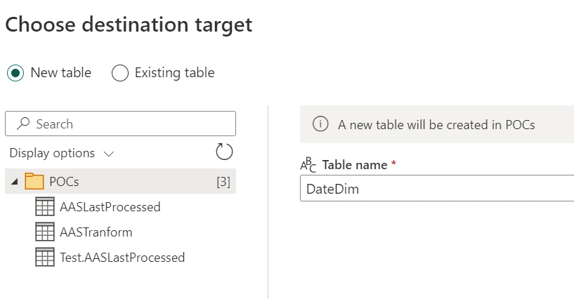 New table