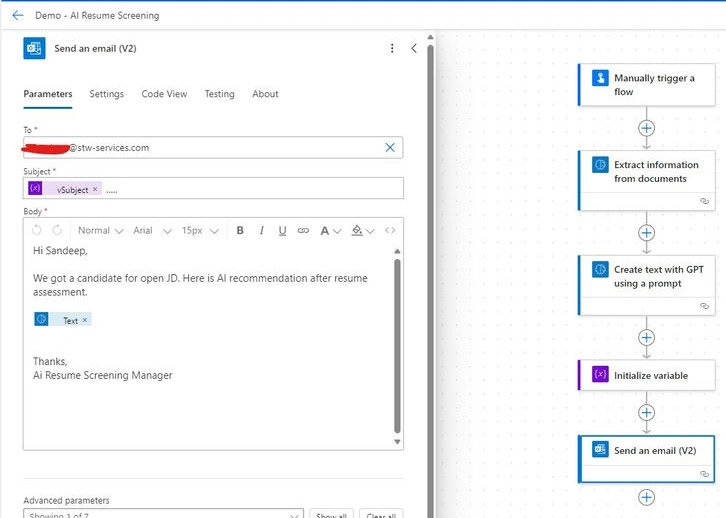 Send email action