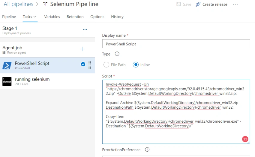 Automation test with Selenium, .NET and Azure DevOps