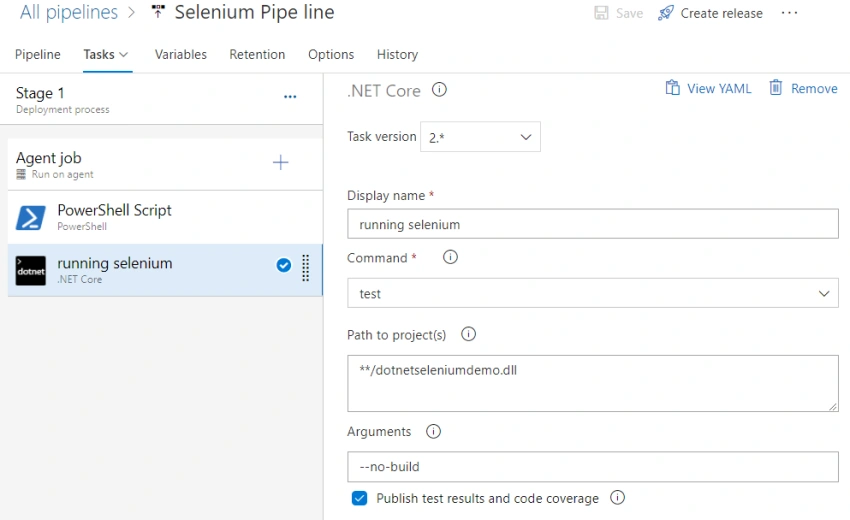 Automation test with Selenium, .NET and Azure DevOps