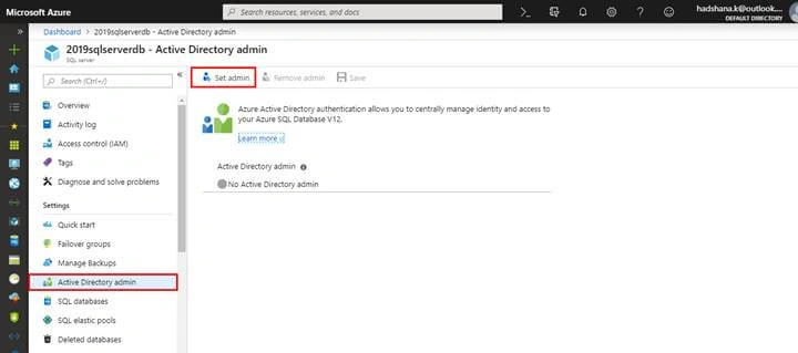 Azure Active Directory User/Group And Azure SQL Database