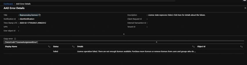 Error details