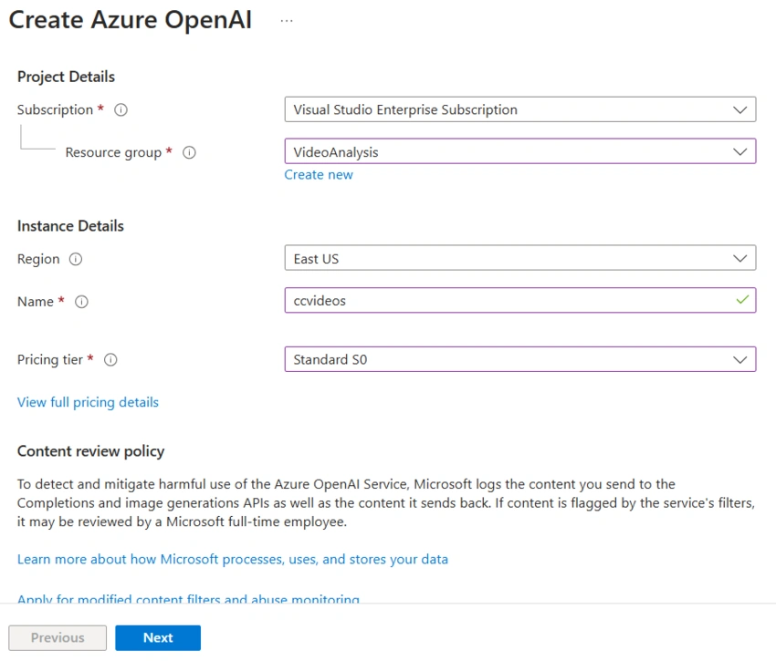 Create Azure OpenAI