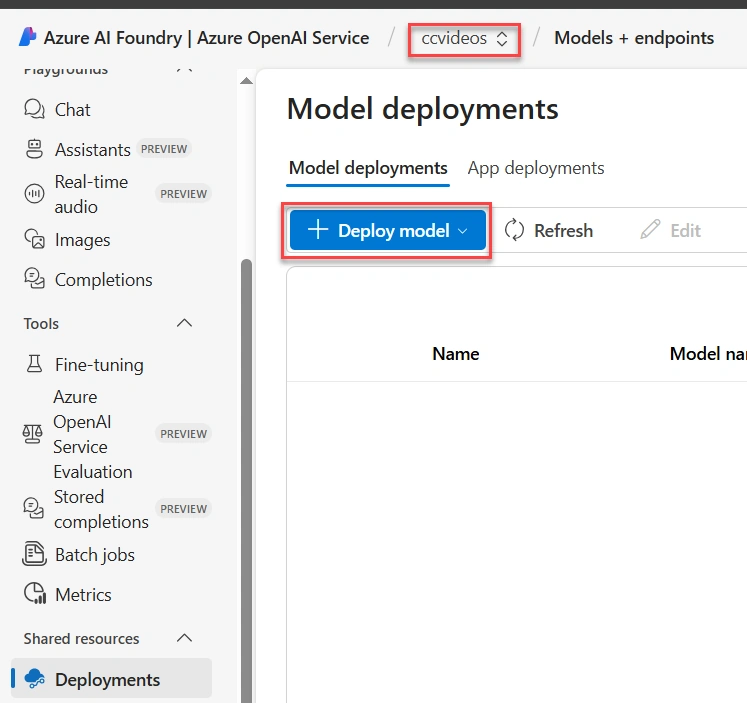 Deploy model
