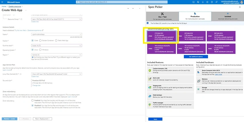 Azure App Service - Creating Node.js Web App