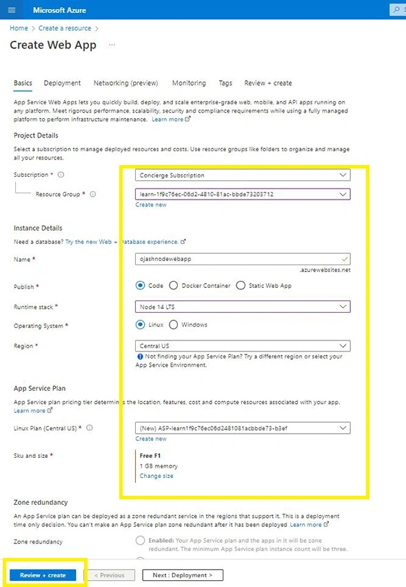 Azure App Service - Creating Node.js Web App