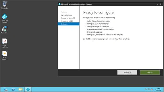 Azure AWS AD Users Sync Up - Install Azure AD Connect in Windows Server