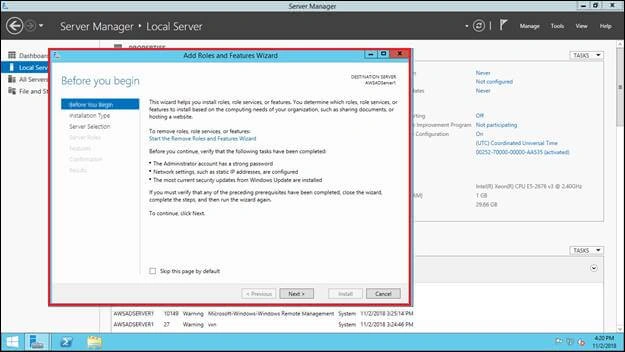 Azure AWS AD Users Sync Up - Installation And Configuration AD In Windows Server