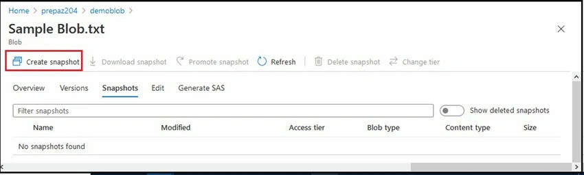 Create Snapshot