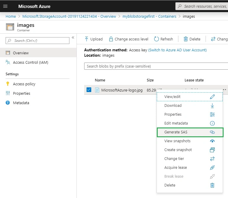 Azure Blob Storage With Security Using .NET