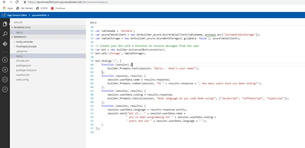 Azure Bot Using NodeJS Form Flow Template
