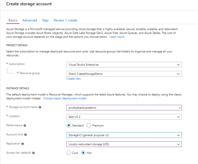 Azure - Creating A Storage Account