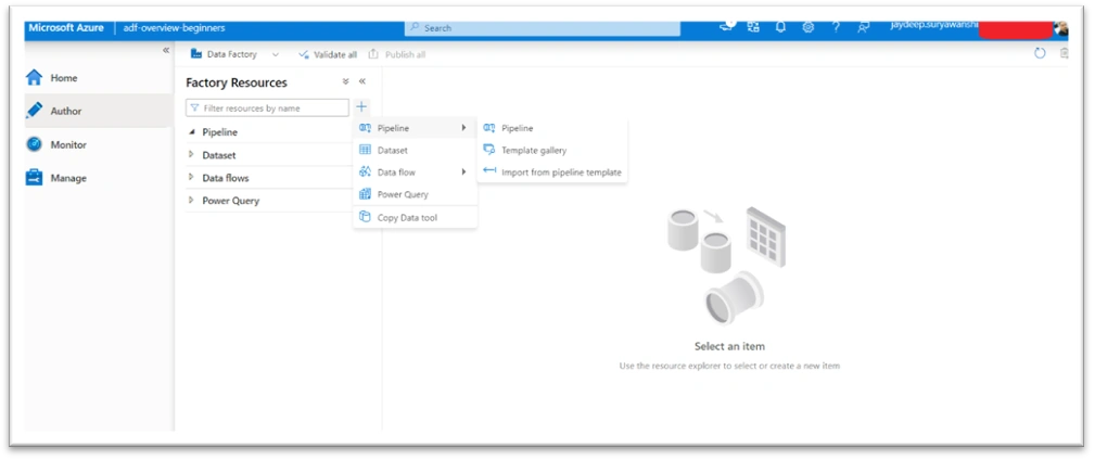 Create Azure Data factory