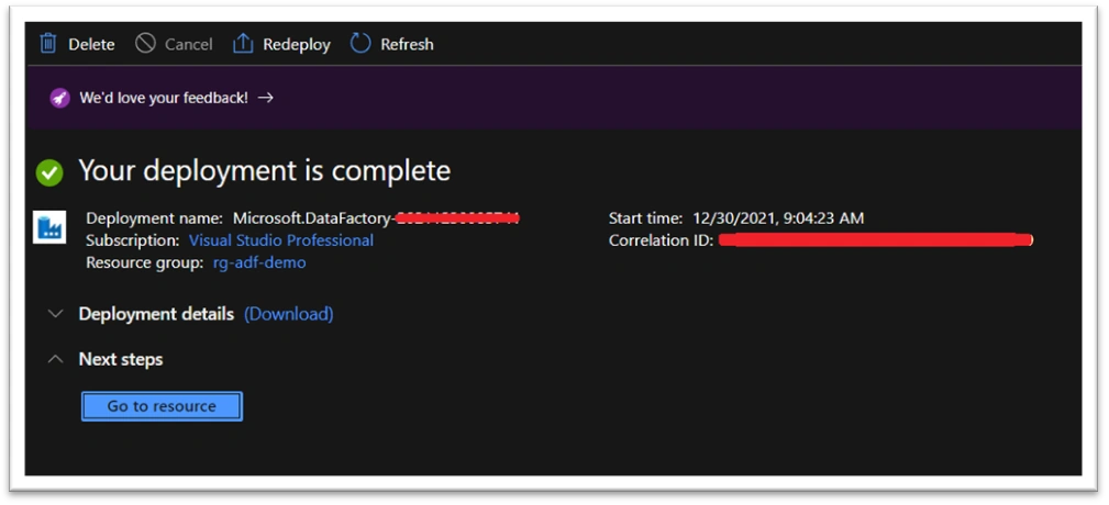 Create Azure Data factory