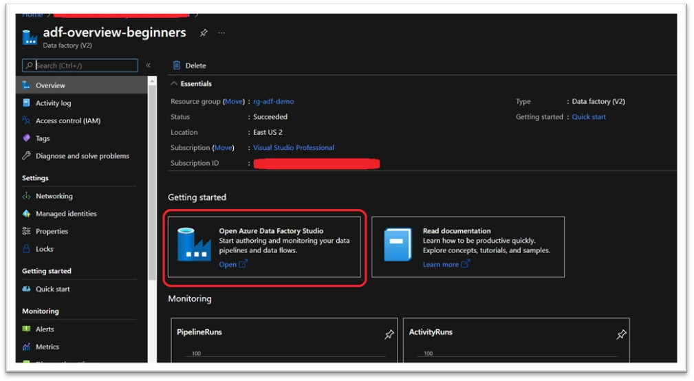 Create Azure Data factory