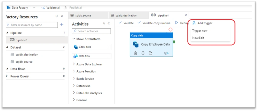 Create Azure Data factory