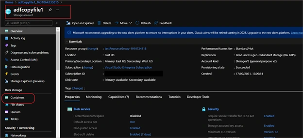 Copy files using ADF pipeline