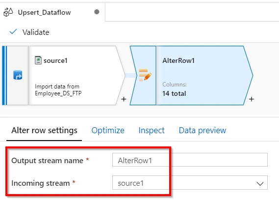 Azure Data Factory – Implement UpSert using Dataflow Alter Row Transformation