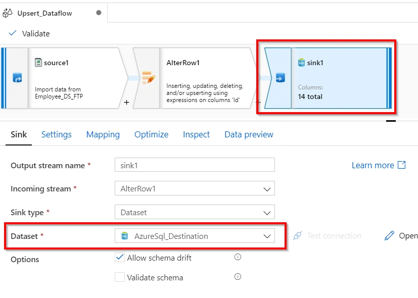 Azure Data Factory – Implement UpSert using Dataflow Alter Row Transformation