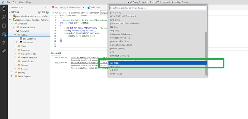 Creating Custom SQL Code Snippets
