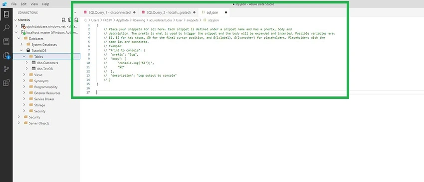 Creating Custom SQL Code Snippets