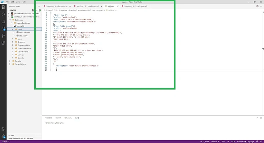 Creating Custom SQL Code Snippets