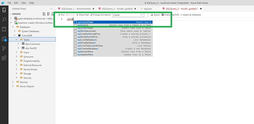 Creating Custom SQL Code Snippets