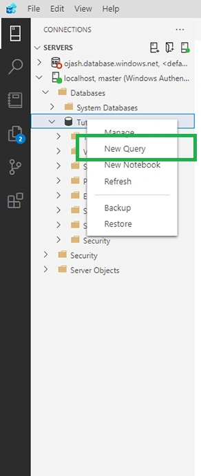 SQL Code Snippets in Azure Data Studio