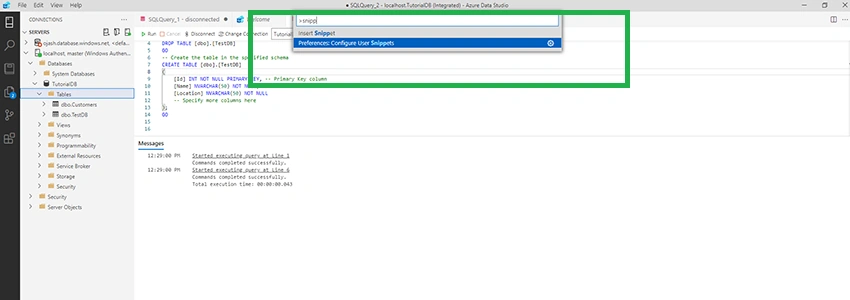 Creating Custom SQL Code Snippets
