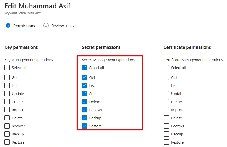 Set secret permission