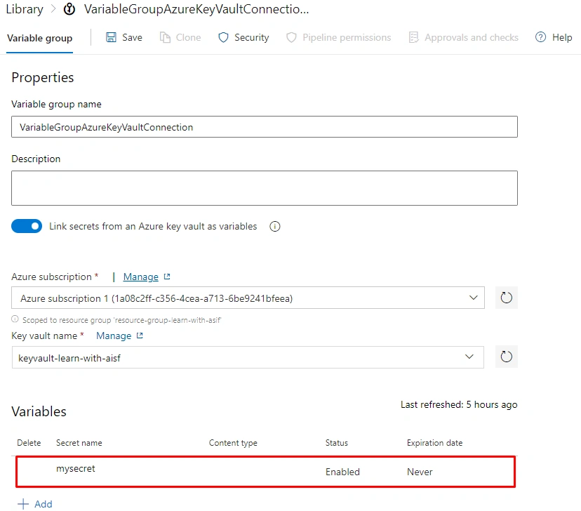 Azure Key Vault Secret.