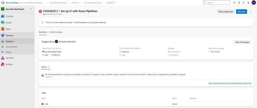 configuring Self-Hosted Agent in the pool