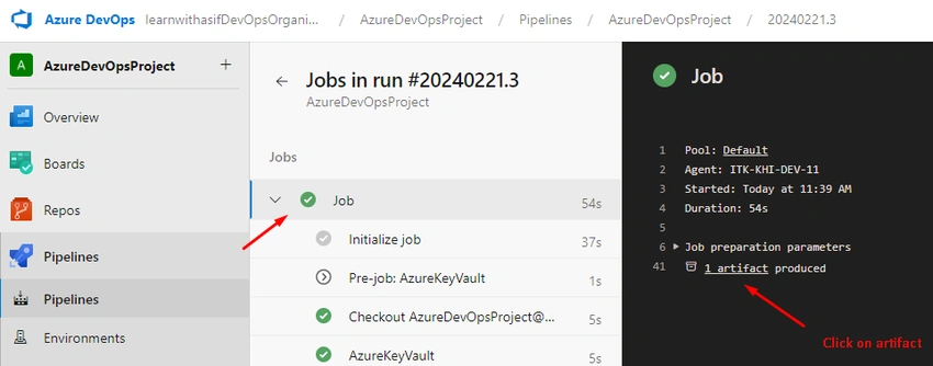 Executed job