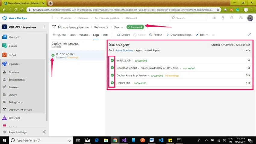 Log information status