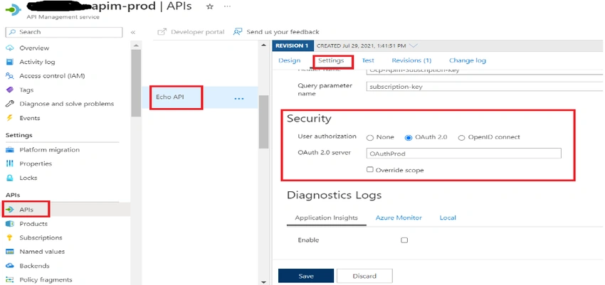 Configure OAuth with API