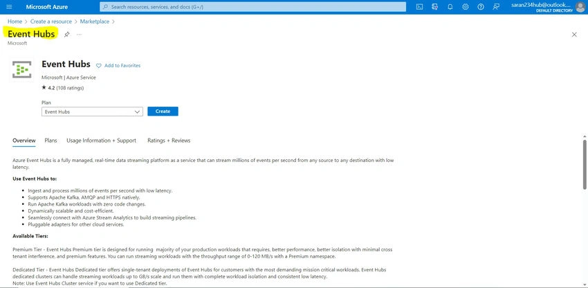 Configure Event hub