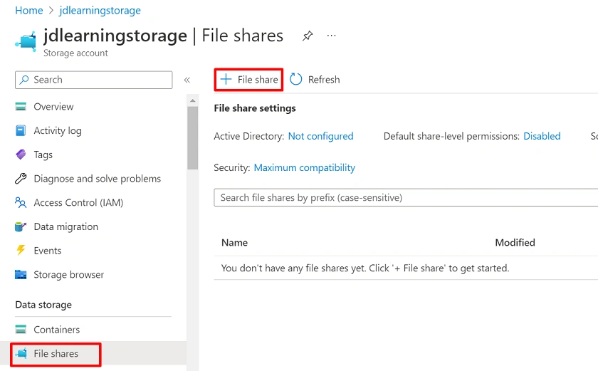Azure File Share Storage implementation using .NET Core 6 Web API
