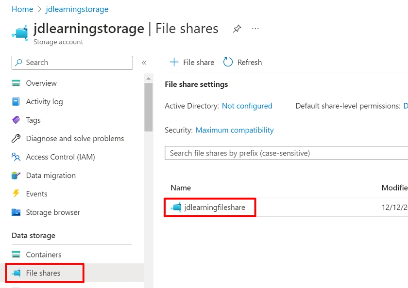 Azure File Share Storage implementation using .NET Core 6 Web API