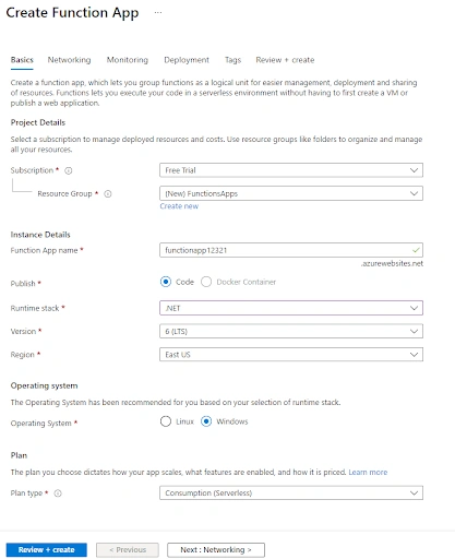 Azure Function App Using .Net 6
