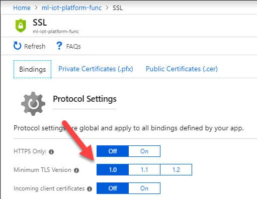 Setting TLS Version