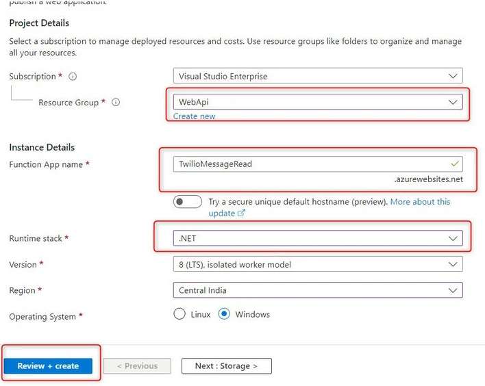 Select resource group