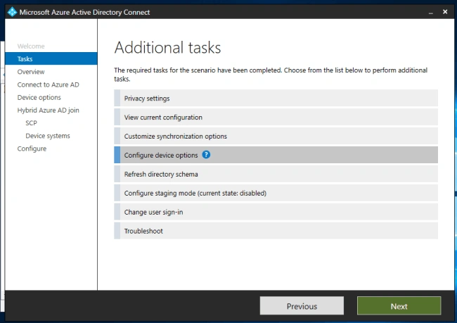 Azure Hybrid Domain Device Configuration Using AADConnect