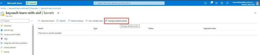 Deleted secret