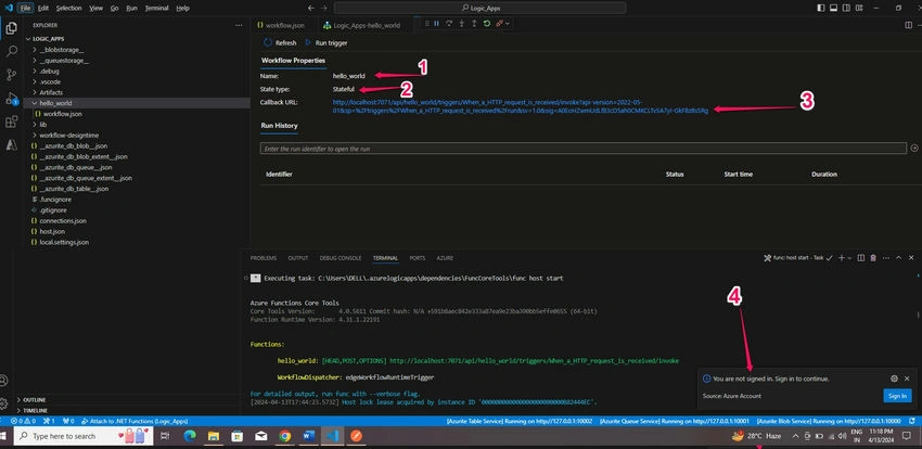 Azure app workflow