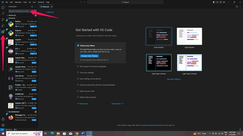 Get started with vs code