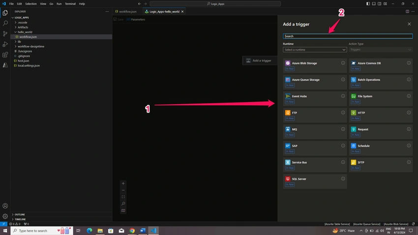 Selected Add a trigger