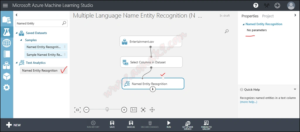 Azure Machine Learning Studio - Multiple Language Named Entity Recognition (NER) Text Analysis